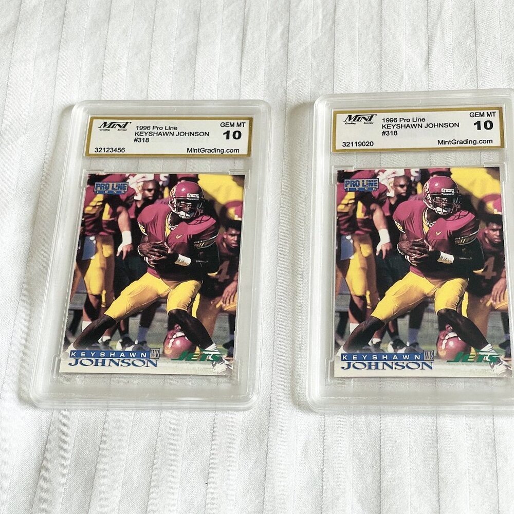 LOT (2) 1996 PRO LINE ** KEYSHAWN JOHNSON ** #318. GEM MT 10. MINT